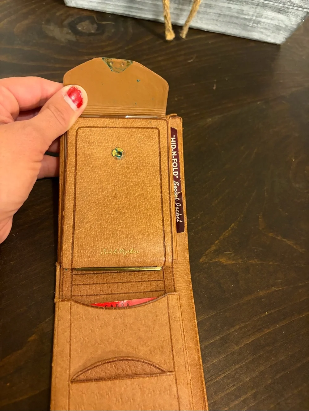 Scotch Pigskin Hidden Fold Key Pocket Removable Photo album Wallet